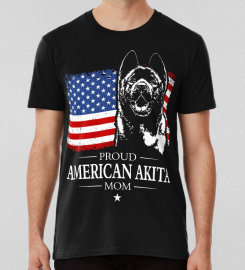 American Akita Mom America Flag Patriotic Dog Canine Portrait T-shirt